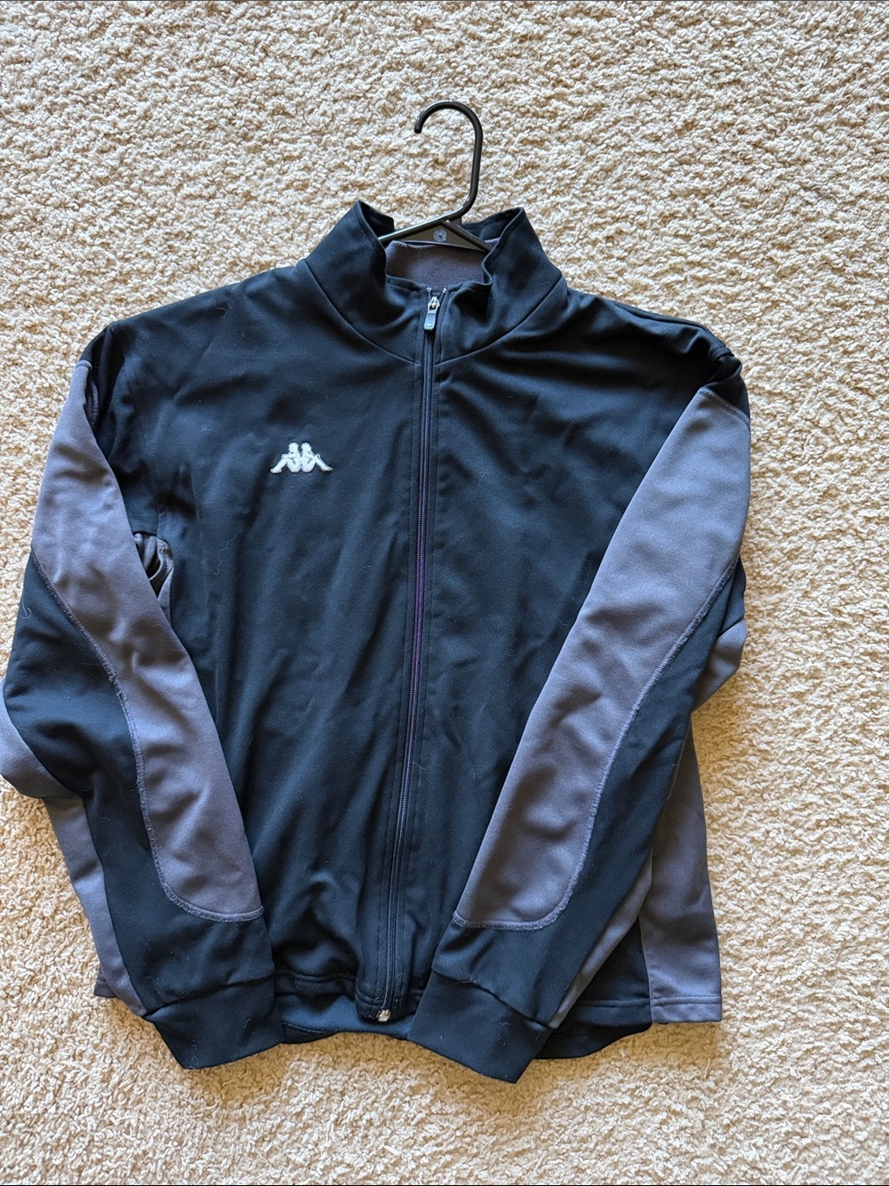 Kappa Black Jacket with Gray Sleeve Panels